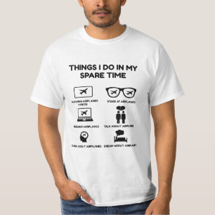 Camiseta coisas que faço no meu avião do tempo livre