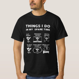 Camiseta coisas que faço no meu críquete do tempo livre