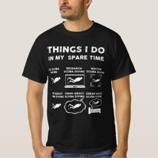 Camiseta coisas que faço no meu mergulho no tempo livre