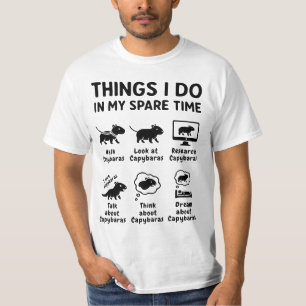 Camiseta Coisas que faço no meu tempo livre Capivara Pet en