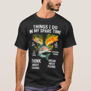 Camiseta Coisas que faço no meu tempo livre Piadas de Pesca