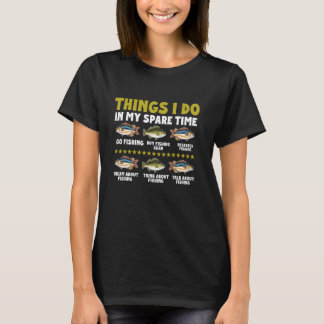 Camiseta Coisas que faço no meu tempo livre Piadas de Pesca