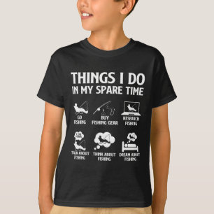 Camiseta Coisas que faço no meu tempo livre Rapazes Pescado