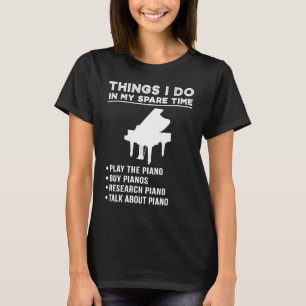 Camiseta Coisas que faço no piano de pesquisa de piano do m