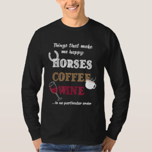 Camiseta Coisas que me fazem feliz Cavalos Café Vinho