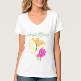 Camiseta 'Coisas Simples' Flores e Borboletas