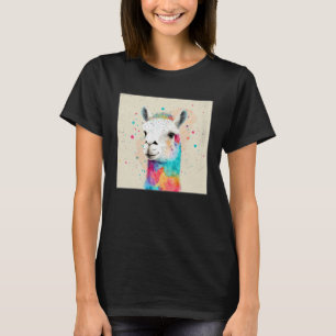 Camiseta Col Ilustração de Llama Arco-íris Fofo com Salpico