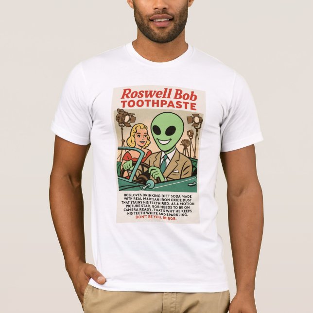 Camiseta Cola de dentes Aliens Roswell Filme Star 1950 Retr (Frente)