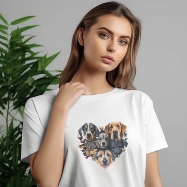 Camiseta Colagem Cardíaca da Face do Cão (Criador carregado)