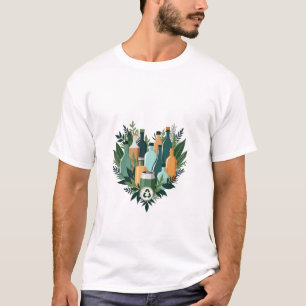 Camiseta Colagem Colorida de Itens Recicláveis Formando um