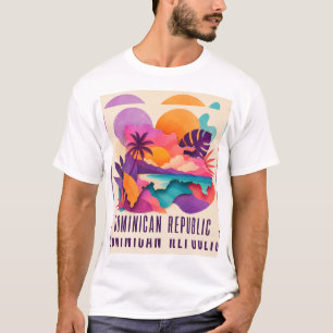 Camiseta Colagem Contemporânea da República Dominicana Cari