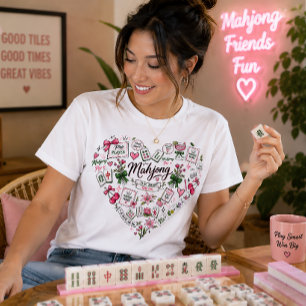 Camiseta Colagem Coração Mahjong com Peças