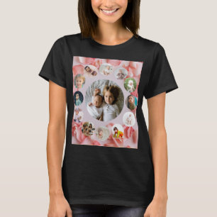 Camiseta Colagem de 13 Fotos Nome Personalizado rosy
