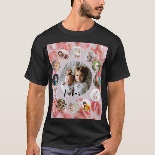 Camiseta Colagem de 13 Fotos Nome Personalizado rosy