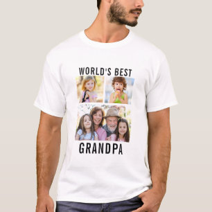 Camiseta Colagem de 3 Fotos dos Netos para o Melhor Avô do 