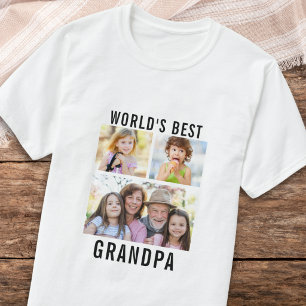 Camiseta Colagem de 3 Fotos dos Netos para o Melhor Avô do