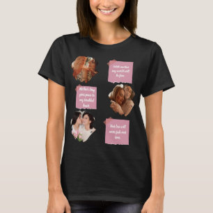 Camiseta Colagem de 3 Fotos em Forma de Coração Feliz Dia d