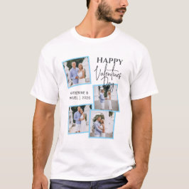 Camiseta Colagem de 4 Fotos Moderna Feliz Dia dos Namorados