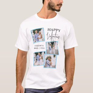 Camiseta Colagem de 4 Fotos Moderna Feliz Dia dos Namorados