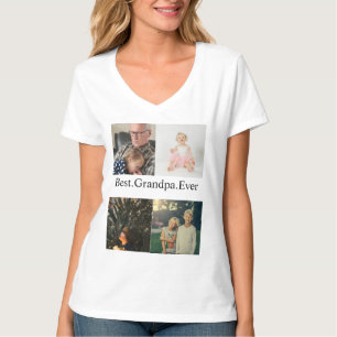 Camiseta Colagem de 4 Fotos Personalizada Melhor Avô de Tod