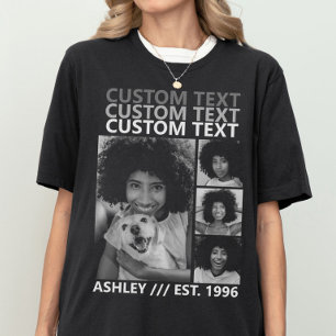 Camiseta Colagem de 4 Fotos Vintage Personalizada