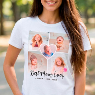 Camiseta Colagem de 5 Fotos Personalizadas "Melhor Mãe do M