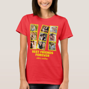 Camiseta Colagem de 9 fotos personalizadas & Nome Melhor Am