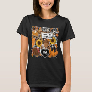 Camiseta Colagem de Ação de Graças Grata   Outono Retrô