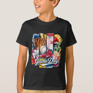 Camiseta Colagem de Aquarelas do Esporte no Dia do Jogo