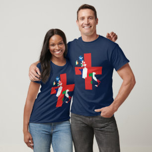 Camiseta Colagem de Bandeiras Europeias Rugby Inglaterra