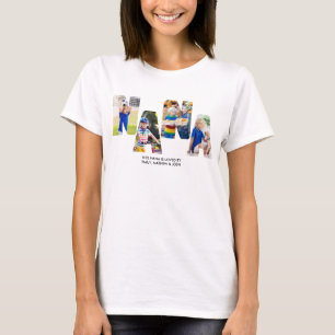 Camiseta Colagem de Carta de Foto NANA Recorte Nome dos Net