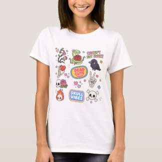Camiseta Colagem de Caveira Fofa