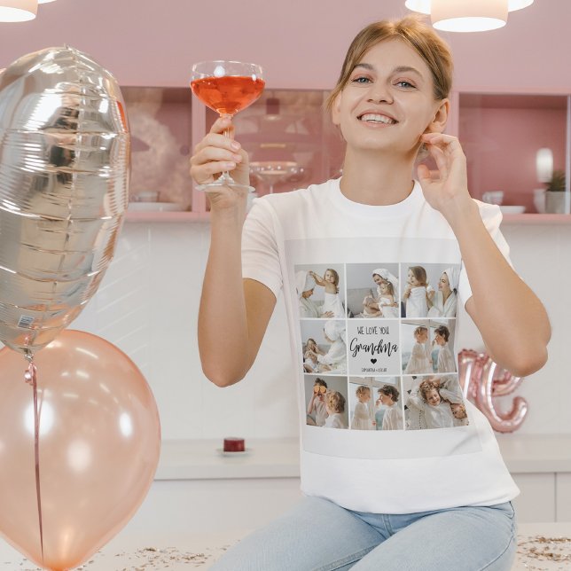 Camiseta Colagem De Cinzas Fotográficas Que Amo Sua Avó Mel (Criador carregado)