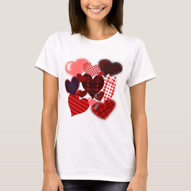 Camiseta Colagem de Coração Texturizada (Frente)