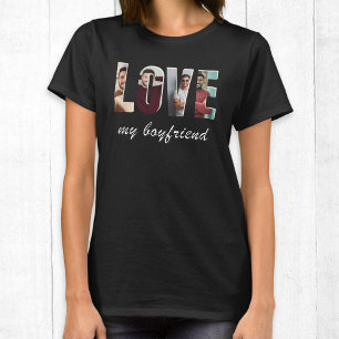 Camiseta Colagem de Design de Foto Personalizada Amo Meu Na