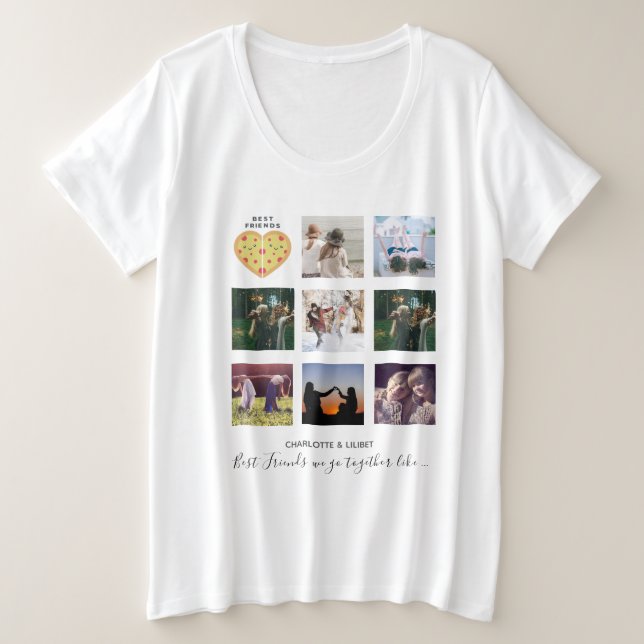 Camiseta Colagem de Fotografias BFF Oferece Amigos Pink Dus (Frente do Design)