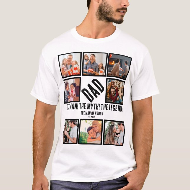 Camiseta Colagem de Fotografias com Oferta de Pai Engraçado (Frente)
