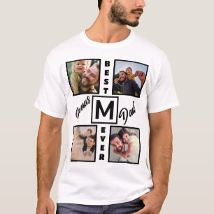 Camiseta Colagem de Fotografias com Pai de Bônus Moderno Pe