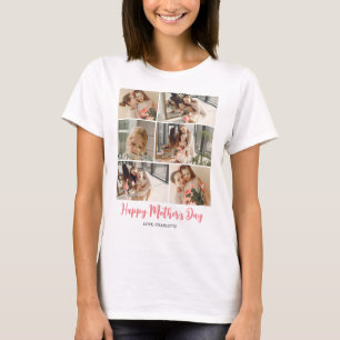 Camiseta Colagem de Fotografias de Dia de as mães Moderno E