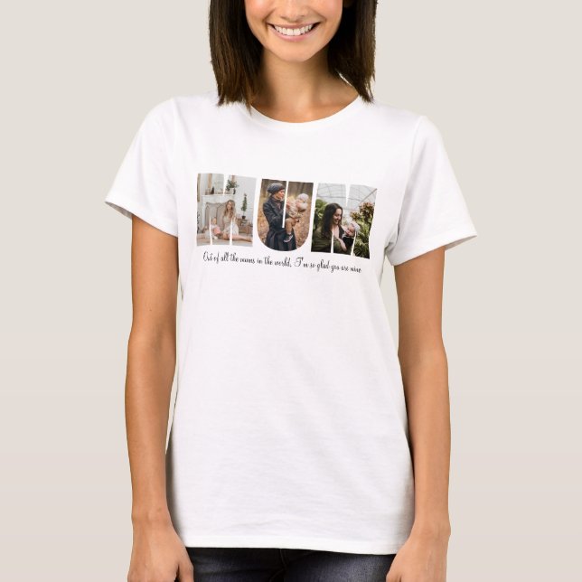 Camiseta Colagem de Fotografias de mãe (Frente)