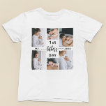 Camiseta Colagem de Fotografias do Primeiro Dia de os pais<br><div class="desc">Celebrar o marco especial de um novo papai com a Camisa de Foto do "Primeiro Dia de os pais" 6, um presente sincero e único. Esta camiseta personalizada apresenta uma bela colagem organizada de seis fotos queridas, capturando momentos e memórias inesquecíveis de seu primeiro ano de paternidade. O design exibe...</div>