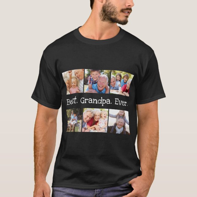 Camiseta Colagem de Fotografias Melhor Avô Nunca Preto Bran (Frente)