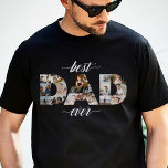 Camiseta Colagem de Fotografias mínima do melhor Pai do PAI<br><div class="desc">A melhor camiseta de colagem de fotos coloridas de cheio já chegou para celebrar o notável pai em sua vida. Personalize esta peça única com 18 das suas fotografias mais especiais, formando a palavra "pai". As palavras "best and "ever" são desenhadas num roteiro elegante. Um presente na moda e verdadeiramente...</div>