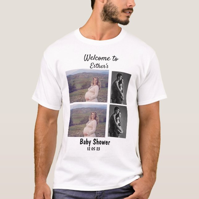Camiseta Colagem de Fotografias Personalizada do chá de fra (Frente)