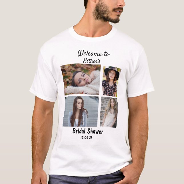 Camiseta Colagem de Fotografias Personalizada do chá de pan (Frente)