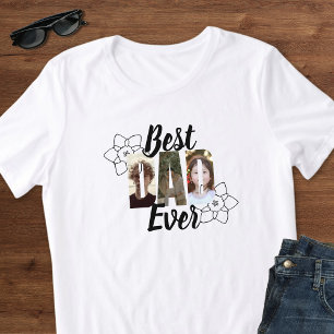 Camiseta Colagem de Fotos Adorável Preto e Branco Melhor Pa