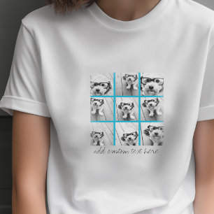 Camiseta Colagem de Fotos Aqua Blue 9 - Grade Mínima Modern