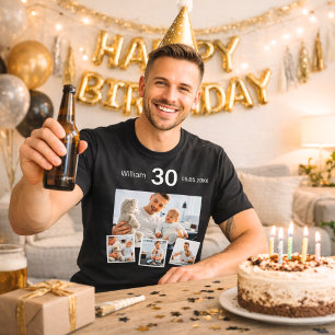 Camiseta Colagem de fotos com nome de aniversário
