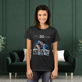 Camiseta Colagem de fotos com nome de aniversário