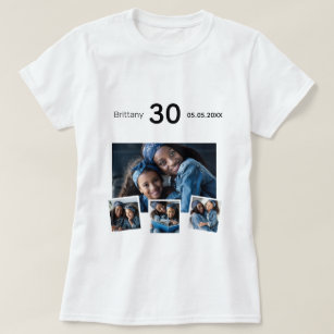 Camiseta Colagem de fotos com nome de aniversário